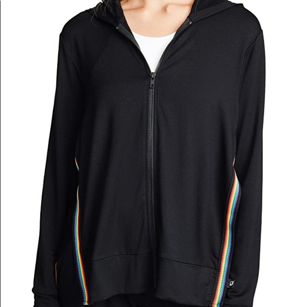 Zara Terez Rainbow Trim Hoodie Gray EUC sz M